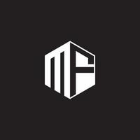 MF Logo monogram hexagon with black background negative space style vector