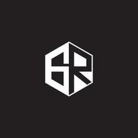 GR Logo monogram hexagon with black background negative space style vector