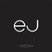 EJ Initial Letter Split Lowercase Logo Modern Monogram Template Isolated on Black White vector