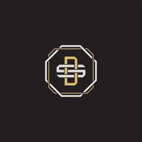 DS Initial letter overlapping interlock logo monogram line art style vector
