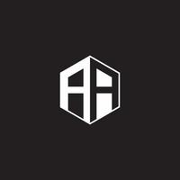 AA Logo monogram hexagon with black background negative space vector