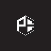 PE Logo monogram hexagon with black background negative space style vector