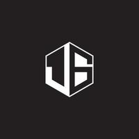 JG Logo monogram hexagon with black background negative space style vector