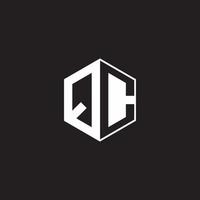 QC Logo monogram hexagon with black background negative space style vector