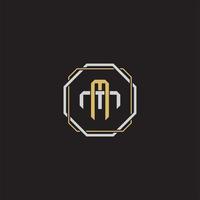 MM Initial letter overlapping interlock logo monogram line art style vector