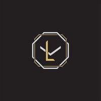 LV Initial letter overlapping interlock logo monogram line art style vector