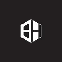 BH Logo monogram hexagon with black background negative space style vector