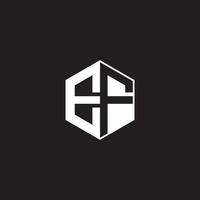 EF E F FE Logo monogram hexagon with black background negative space style vector