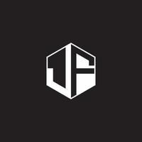 JF Logo monogram hexagon with black background negative space style vector