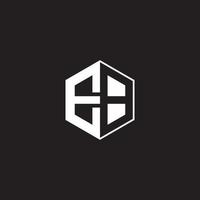 EB Logo monogram hexagon with black background negative space style vector