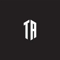 TA Logo monogram with hexagon shape style design template vector