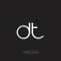 DT Initial Letter Split Lowercase Logo Modern Monogram Template Isolated on Black White vector