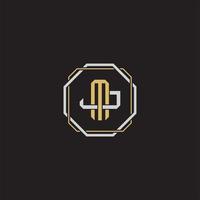 MJ Initial letter overlapping interlock logo monogram line art style vector