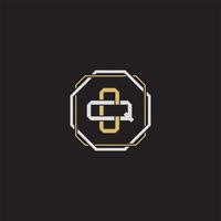 CQ Initial letter overlapping interlock logo monogram line art style vector