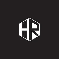 HR Logo monogram hexagon with black background negative space style vector