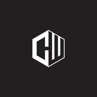 CW Logo monogram hexagon with black background negative space style vector