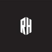 RH Logo monogram with hexagon shape style design template vector