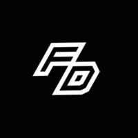 FD logo monogram with up to down style negative space design template vector