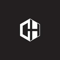 CH Logo monogram hexagon with black background negative space style vector