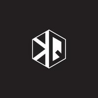 KQ Logo monogram hexagon with black background negative space style vector
