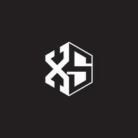 xs logo monograma hexágono con negro antecedentes vector