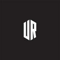 UR Logo monogram with hexagon shape style design template vector