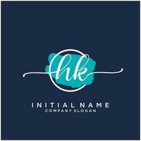 Initial HK feminine logo collections template. handwriting logo of initial signature, wedding, fashion, jewerly, boutique, floral and botanical with creative template for any company or business. vector