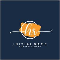 Initial HR feminine logo collections template. handwriting logo of initial signature, wedding, fashion, jewerly, boutique, floral and botanical with creative template for any company or business. vector