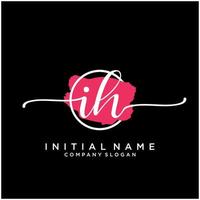 Initial IH feminine logo collections template. handwriting logo of initial signature, wedding, fashion, jewerly, boutique, floral and botanical with creative template for any company or business. vector