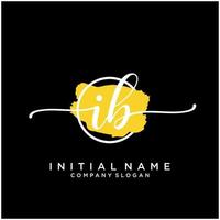 Initial IB feminine logo collections template. handwriting logo of initial signature, wedding, fashion, jewerly, boutique, floral and botanical with creative template for any company or business. vector