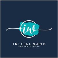 Initial IW feminine logo collections template. handwriting logo of initial signature, wedding, fashion, jewerly, boutique, floral and botanical with creative template for any company or business. vector