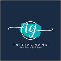 Initial IG feminine logo collections template. handwriting logo of initial signature, wedding, fashion, jewerly, boutique, floral and botanical with creative template for any company or business. vector