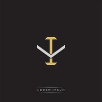 IV Initial letter overlapping interlock logo monogram line art style vector