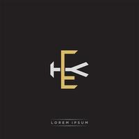 EK Initial letter overlapping interlock logo monogram line art style vector