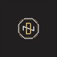 DN Initial letter overlapping interlock logo monogram line art style vector