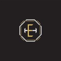 EH Initial letter overlapping interlock logo monogram line art style vector