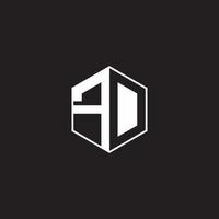 FD Logo monogram hexagon with black background negative space style vector