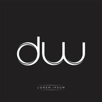 DW Initial Letter Split Lowercase Logo Modern Monogram Template Isolated on Black White vector