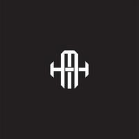 MH Initial letter overlapping interlock logo monogram line art style vector