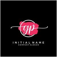 Initial GP feminine logo collections template. handwriting logo of initial signature, wedding, fashion, jewerly, boutique, floral and botanical with creative template for any company or business. vector