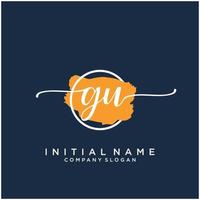 Initial GU feminine logo collections template. handwriting logo of initial signature, wedding, fashion, jewerly, boutique, floral and botanical with creative template for any company or business. vector