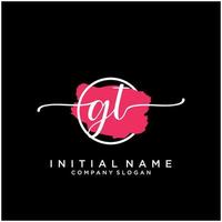 Initial GT feminine logo collections template. handwriting logo of initial signature, wedding, fashion, jewerly, boutique, floral and botanical with creative template for any company or business. vector