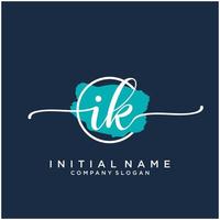 Initial IK feminine logo collections template. handwriting logo of initial signature, wedding, fashion, jewerly, boutique, floral and botanical with creative template for any company or business. vector