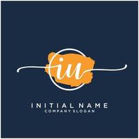 Initial IU feminine logo collections template. handwriting logo of initial signature, wedding, fashion, jewerly, boutique, floral and botanical with creative template for any company or business. vector