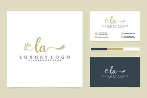 Initial LA Feminine logo collections and business card templat Premium Vector