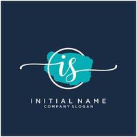 Initial IS feminine logo collections template. handwriting logo of initial signature, wedding, fashion, jewerly, boutique, floral and botanical with creative template for any company or business. vector