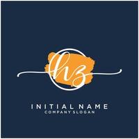 Initial HZ feminine logo collections template. handwriting logo of initial signature, wedding, fashion, jewerly, boutique, floral and botanical with creative template for any company or business. vector