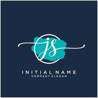 Initial JS feminine logo collections template. handwriting logo of initial signature, wedding, fashion, jewerly, boutique, floral and botanical with creative template for any company or business. vector