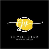 Initial JV feminine logo collections template. handwriting logo of initial signature, wedding, fashion, jewerly, boutique, floral and botanical with creative template for any company or business. vector