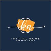 Initial KA feminine logo collections template. handwriting logo of initial signature, wedding, fashion, jewerly, boutique, floral and botanical with creative template for any company or business. vector